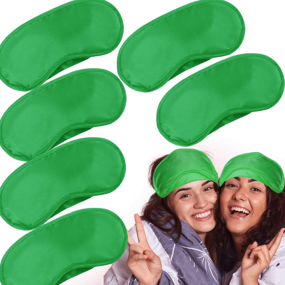 6 Pack Blindfold Eye Mask Cover Sleep Mask for Party Games Travel Sleep Team Build Party Supply with Adjustable Strap for Women Men Kids, Green
