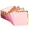 100 Pcs Pink Cocktail Napkins with Gold Foil Scalloped Edges 5 x 5 Inch Dessert Napkins Disposable Thick Paper for Wedding Dinner Birthday Party view 1