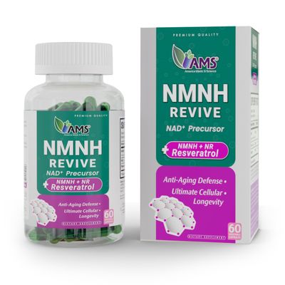 America Medic & Science NMNH Revive Dual NAD+ Precursor Supplement for Longevity, Healthy Aging, Energy, Metabolic Function, Skin & Cellular Health 60 Capsules for Daily Vitality