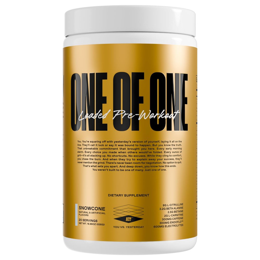 ONE OF ONE Loaded Pre-Workout High-Stim Energy, Focus & Endurance with EndoFlo, Genius Pure Alpha GPC, NeuroRush, Dynamine, No Crash, Gluten Free Snow Cone