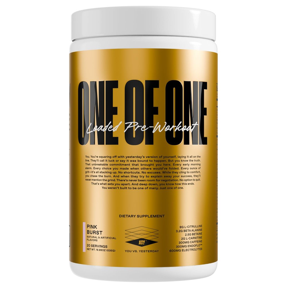 ONE OF ONE Loaded Pre-Workout High-Stim Energy, Focus & Endurance with EndoFlo, Genius Pure Alpha GPC, NeuroRush, Dynamine, No Crash, Gluten Free Pink Burst