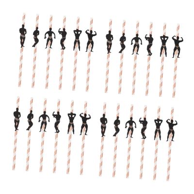 IMIKEYA Straw for Party 24pcs Bachelorette Straws Dancing Men Theme Easy Clean Disposable Drinking for Bachelor's Party