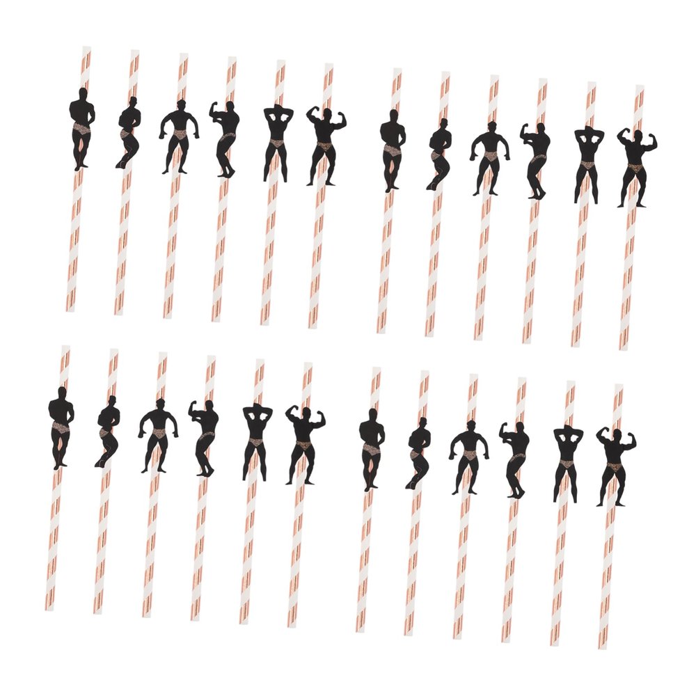 IMIKEYA Straw for Party 24pcs Bachelorette Straws Dancing Men Theme Easy Clean Disposable Drinking for Bachelor's Party