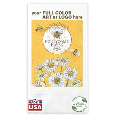 100 Count Custom Guest Towel/Dinner Napkins - Personalized Recycled Paper Content Napkins - Eco-friendly & Full-Color Digital Printed - Events & Celebrations - Coin Edge Embossed, 8"x 4.5"