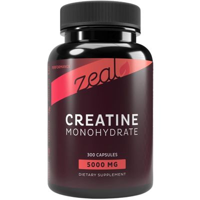 Zeal Creatine Monohydrate Capsules 5000mg Per Serving Micronized Creatine Supplement, 300 Capsules (30 Servings) Unflavored Creatine Pills Gluten Free, Non-GMO