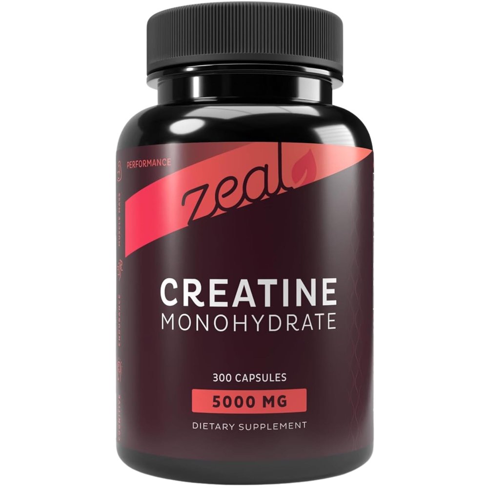 Zeal Creatine Monohydrate Capsules 5000mg Per Serving Micronized Creatine Supplement, 300 Capsules (30 Servings) Unflavored Creatine Pills Gluten Free, Non-GMO