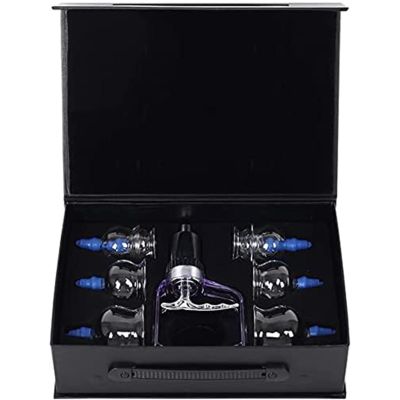 Xscxliny 8-Piece Glass Cupping Set Vacuum Cupping Set Cupping Device, Vacuum Cupping Glass Jar Moisture Absorption Cupping Device Cupping Fire Cupping,A