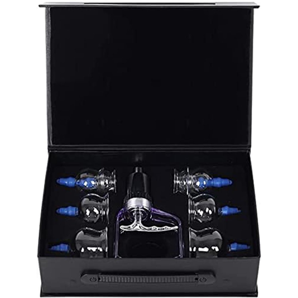 Xscxliny 8-Piece Glass Cupping Set Vacuum Cupping Set Cupping Device, Vacuum Cupping Glass Jar Moisture Absorption Cupping Device Cupping Fire Cupping,A