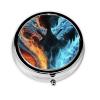 Ice and Fire Dragons Pill Box 3 Compartment Round Portable Pill Case for Pocket or Purse Pill Holder Weekly Pill Organizer Decorative Metal Medicine Vitamin Organizer Travel Gift view 2
