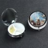 The Sky Pill Box 3 Compartment Round Portable Pill Case for Pocket or Purse Pill Holder Weekly Pill Organizer Decorative Metal Medicine Vitamin Organizer Travel Gift view 1