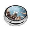 The Sky Pill Box 3 Compartment Round Portable Pill Case for Pocket or Purse Pill Holder Weekly Pill Organizer Decorative Metal Medicine Vitamin Organizer Travel Gift view 3