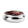 4th of July Patriotic Old Red Truck Pill Box 3 Compartment Round Portable Pill Case for Pocket or Purse Pill Holder Weekly Pill Organizer Decorative Metal Medicine Vitamin Organizer Travel Gift view 4