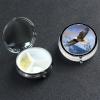 Bald Eagle Flying Pill Box 3 Compartment Round Portable Pill Case for Pocket or Purse Pill Holder Weekly Pill Organizer Decorative Metal Medicine Vitamin Organizer Travel Gift view 1
