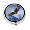 Bald Eagle Flying Pill Box 3 Compartment Round Portable Pill Case for Pocket or Purse Pill Holder Weekly Pill Organizer Decorative Metal Medicine Vitamin Organizer Travel Gift view 2