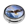 Bald Eagle Flying Pill Box 3 Compartment Round Portable Pill Case for Pocket or Purse Pill Holder Weekly Pill Organizer Decorative Metal Medicine Vitamin Organizer Travel Gift view 3