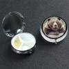 Grizzly Bear Pill Box 3 Compartment Round Portable Pill Case for Pocket or Purse Pill Holder Weekly Pill Organizer Decorative Metal Medicine Vitamin Organizer Travel Gift view 1