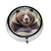 Grizzly Bear Pill Box 3 Compartment Round Portable Pill Case for Pocket or Purse Pill Holder Weekly Pill Organizer Decorative Metal Medicine Vitamin Organizer Travel Gift view 2