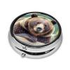 Grizzly Bear Pill Box 3 Compartment Round Portable Pill Case for Pocket or Purse Pill Holder Weekly Pill Organizer Decorative Metal Medicine Vitamin Organizer Travel Gift view 3