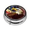 American USA Flag Eagle Art Pill Box 3 Compartment Round Portable Pill Case for Pocket or Purse Pill Holder Weekly Pill Organizer Decorative Metal Medicine Vitamin Organizer Travel Gift view 3