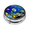 Tropical Ocean Sea Fish Pill Box 3 Compartment Round Portable Pill Case for Pocket or Purse Pill Holder Weekly Pill Organizer Decorative Metal Medicine Vitamin Organizer Travel Gift view 3