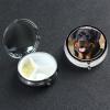Rottweiler Dog Pill Box 3 Compartment Round Portable Pill Case for Pocket or Purse Pill Holder Weekly Pill Organizer Decorative Metal Medicine Vitamin Organizer Travel Gift view 1