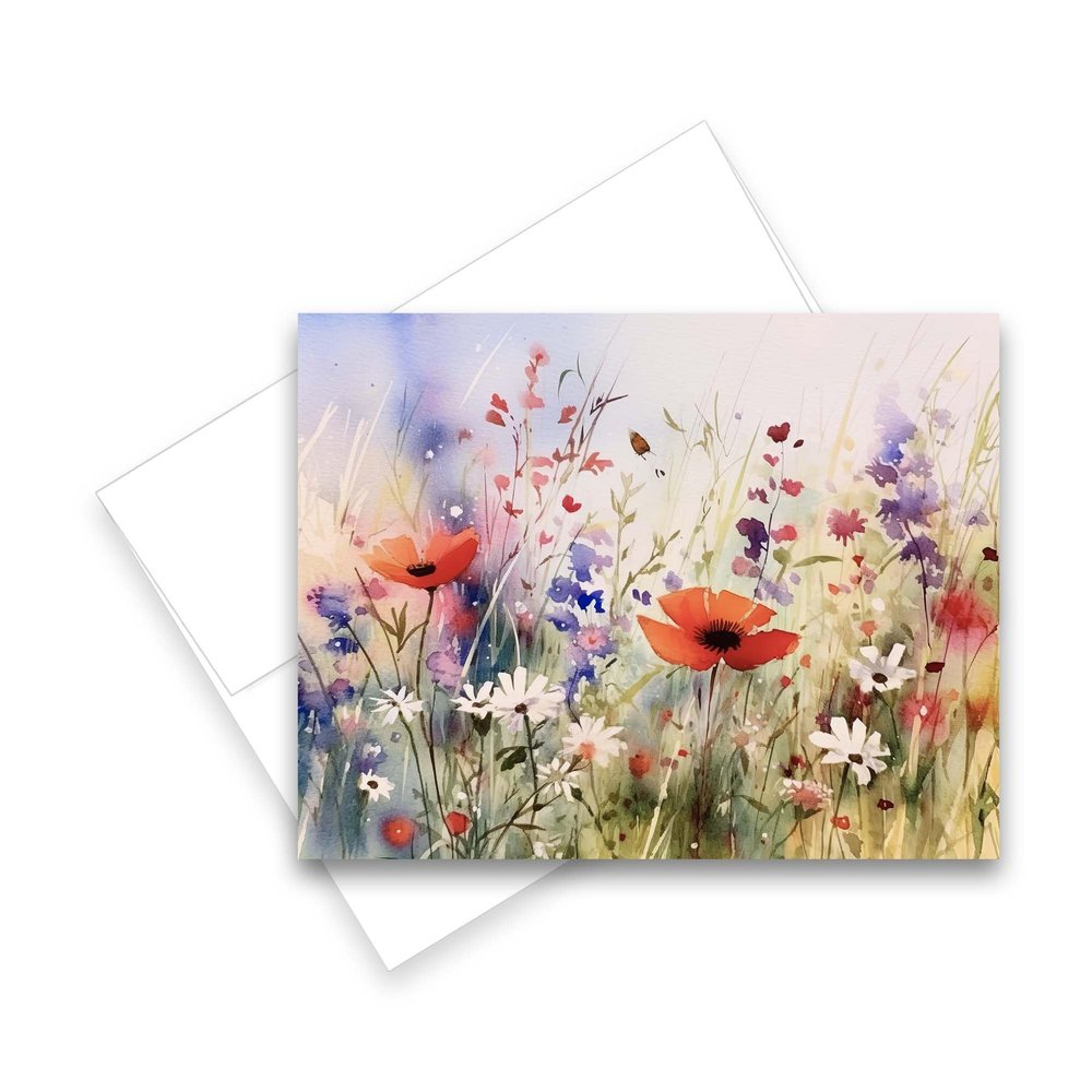 Aria Rae Design Watercolor Wildflower Greeting Cards with Envelopes, A2 Size 5.5x4.5 inches, Set of 10, Blank Inside, 110lb Card Stock, Floral Stationery