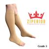 Ziperior Big Tall Open Toe Inside Leg Zipper 30-40 mmHg Compression Grade 3 Large Wide Calf Socks (Nude, 5X-Large) view 2