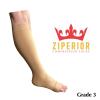 Ziperior Big Tall Open Toe Inside Leg Zipper 30-40 mmHg Compression Grade 3 Large Wide Calf Socks (Nude, 5X-Large) view 3