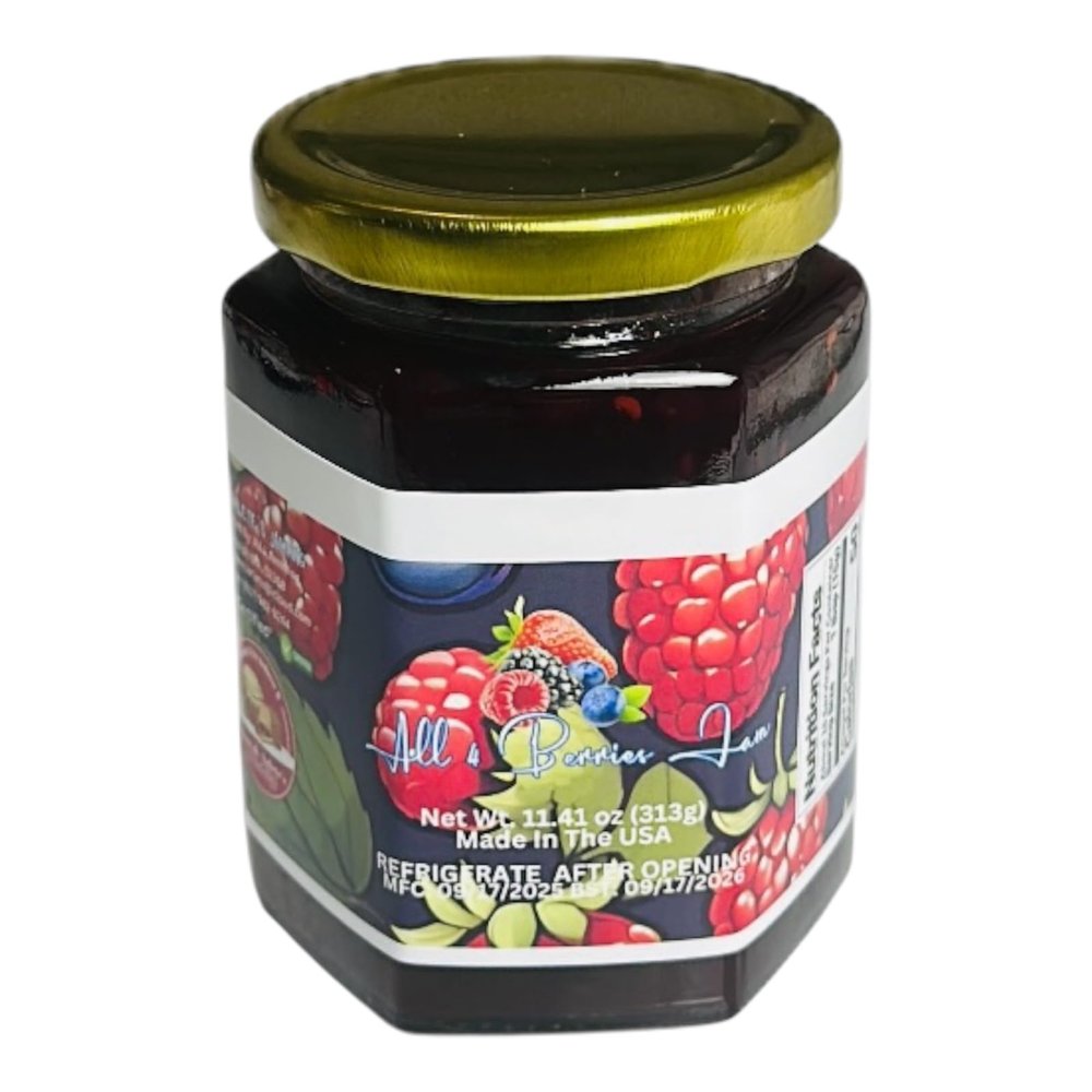 All 4 Berries Jam, 11.45 oz, Made in USA
