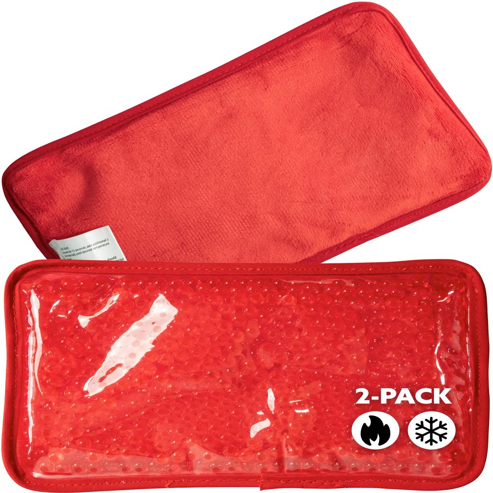Alpi Rectangle Plush Gel Bead Ice Pack 2 Pack Reusable Ice Packs with Beads for Hot & Cold Therapy - Soft, Plush Comfort for Muscle Aches & Relaxation (Red)