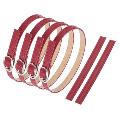 uxcell 2 Pair Replacement Ankle Strap for Heels Detachable Shoe Straps PU Leather Shoe Bands, Matte Deep Red