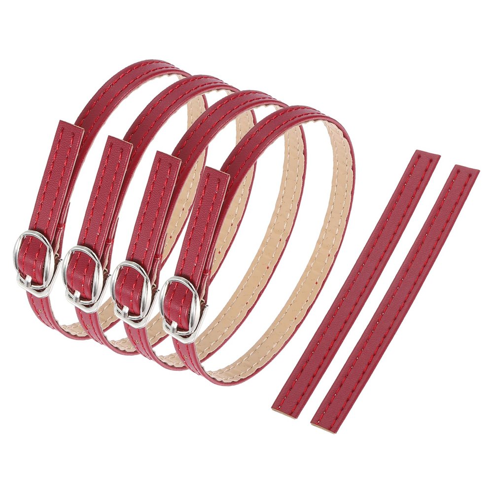 uxcell 2 Pair Replacement Ankle Strap for Heels Detachable Shoe Straps PU Leather Shoe Bands, Matte Deep Red