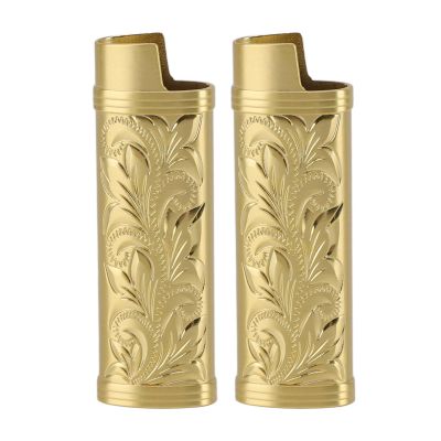 TOPINCN 2Pcs Vintage Metal Lighter Case Cover, Retro Zinc Alloy Floral Stamped Protective Holder, Lighter Sleeve Protector Shell, Suitable for Most Standard Lighters,