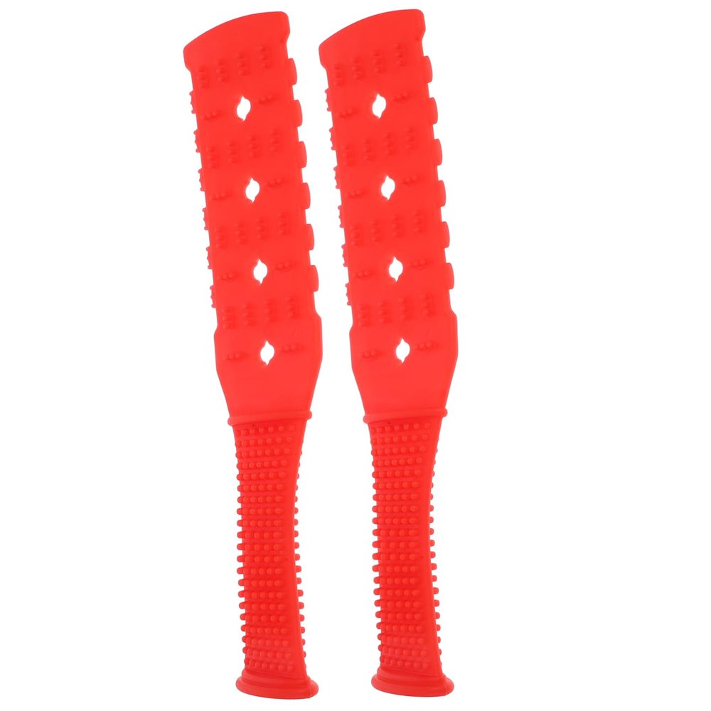 KOMBIUDA 2pcs Lengthened Portable Massage Stick for Full Body Relief Silicone Tapping Massager for Neck Back and Legs Red Promotes Circulation and Relieves Fatigue