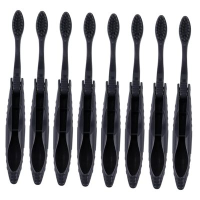 Healeved 8pcs Folding Travel Toothbrush Portable Charcoal Toothbrush Soft Bristles for Camping and Travel Ergonomic Design Compact and Convenient for Oral Care The Go