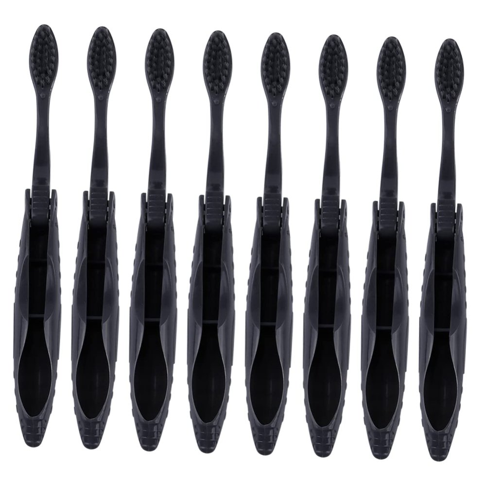 Healeved 8pcs Folding Travel Toothbrush Portable Charcoal Toothbrush Soft Bristles for Camping and Travel Ergonomic Design Compact and Convenient for Oral Care The Go