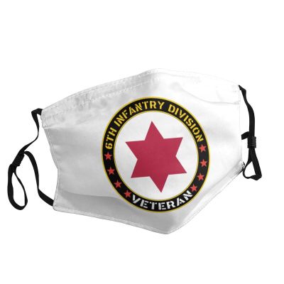 Us 6th Infantry Division Veteran Face Mask Breathable Balaclavas Adjustable Washable Masks Black