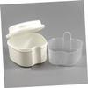 HAPINARY Denture Storage Box Strainer Portable and False Teeth Container for Travel and Cleaning Compact Design for Mouth Guards and Retainers White view 2