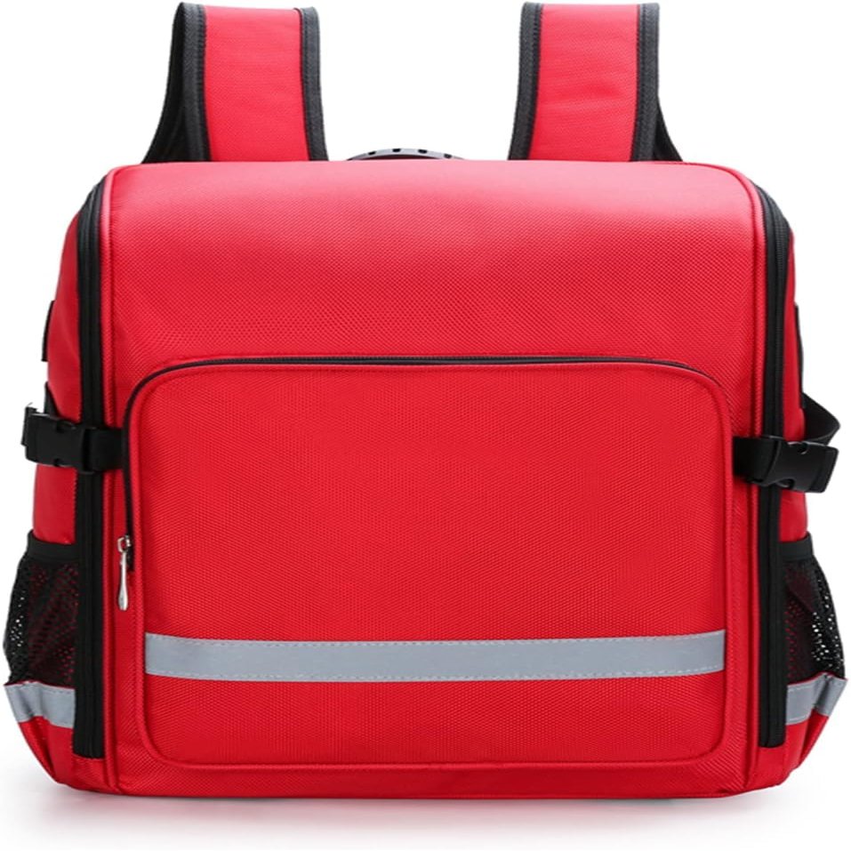 CAIMIAO First Aid Backpack Emergency Empty First Responder Bag, Emergency Trauma Bag with Detachable Dividers for EMT(Red)