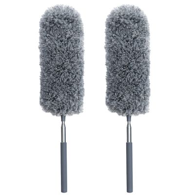 2 Pack Small Microfiber Feather Duster for Cleaning, Hand Washable Dusters with Extendable Pole, Cleaning Tools for Office, Car, Window, Furniture, Ceiling Fan