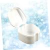 GOOHOCHY Denture Bath Box Case Strainer Portable False Teeth Storage Container Compact and Design for Travel Easy Cleaning White view 2