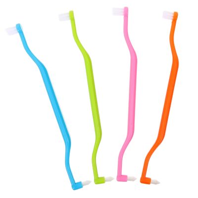 SEWOART 4pcs Double-Headed Tuft Toothbrush Gum End Brush for Adult Interspace Cleaning Whitening Teeth Portable Tapered Toothbrushes