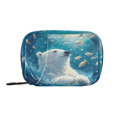 MNSRUU Travel Pill Organizer Bag Weekly Medicine Organizer Case Bear Fish Portable Small Daily Pill Box for Vitamin Fish Oils Supplement Holder with Zipper Compact Size