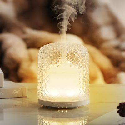Essential Oil Diffuser - 2.4MHz Ultrasonic Glass Diffuser with Pulse/Continuous Mist & Night Light, Waterless Auto-Off, Silent Aromatherapy Diffuser for Home, Office, Yoga, Spa, Gifts & Home Decor.