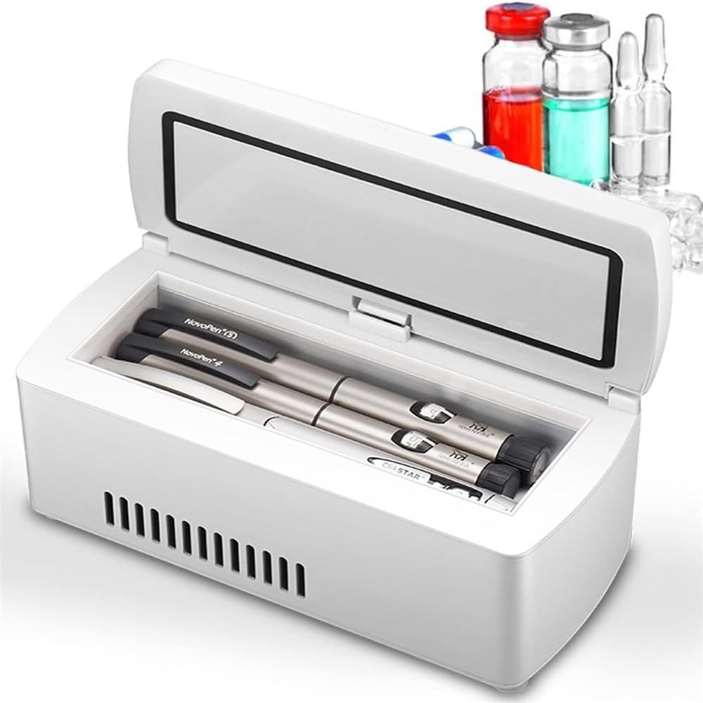 ZIJINGM Insulin Cooler Case Mini Cold Storage Box,Portable Drug Reefer Constant Temperature Refrigerator, 0-18 Medicine Cooler Reefer Container, USB Diabetes Drug Cooler