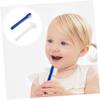 Baluue 2pcs Dual-Head Denture Cleaning Brush Soft and Firm Bristles for False Teeth Care Ergonomic Non-Slip Handle for Easy Control White Blue view 3
