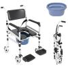 Shower Chair with Wheels, 353LBS Aluminum Alloy Rolling Shower Chair 4 in 1 Foldable Height Adjustable Shower Wheelchair Padded Arms, Back and Large Commode for Seniors view 1