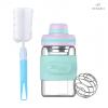 HENGFEI Glass Shaker Bottle 12oz for Protein Mixes, Borosilicate Glass Shaker with Strainer and Silicone Sleeve (Lilac-Cyan) view 4