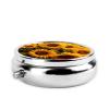 Sunflowers Pill Box 3 Compartment Round Portable Pill Case for Pocket or Purse Pill Holder Weekly Pill Organizer Decorative Metal Medicine Vitamin Organizer Travel Gift view 4