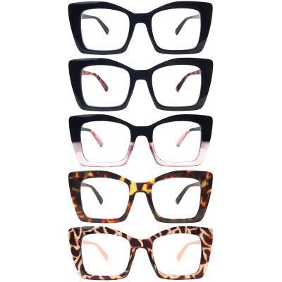 VIGOALOR Reading Glasses for Women 5 Pack lue Light Blocking Oversized Square Computer Spring Hinge Readers (5 Mix, 2.0, multiplier_x)